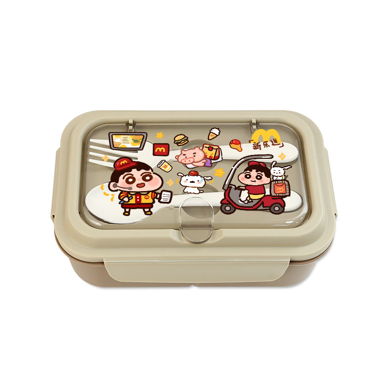 卡通原创小新饭盒上班族食品用自带勺子便当盒学生微波炉保鲜饭盒,淘宝优惠券,粉丝福利购,淘宝优惠卷