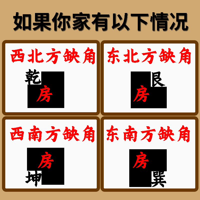 房屋缺角化解金属补角贴家居摆件乾卦坤卦巽卦八卦牌贴西南西北东 - 图0