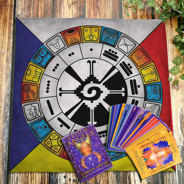Mayan Calendar Tarot Cards Tablecloth Background Altar Ceremony