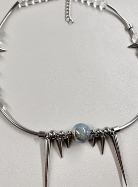 小众设计项链朋克风y2k铆钉手作高级不锈钢重工串珠项链