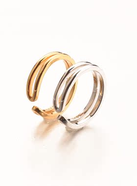 欧美S925银戒指个性女生 不规则原创设计食指戒男士厚镀18K金白金