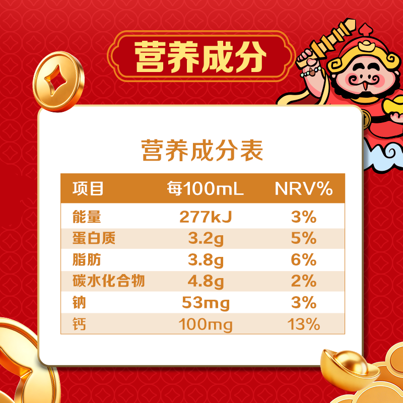 伊利旗舰店纯牛奶200ml*12盒*2箱财神装过年年货学生营养早餐奶MS