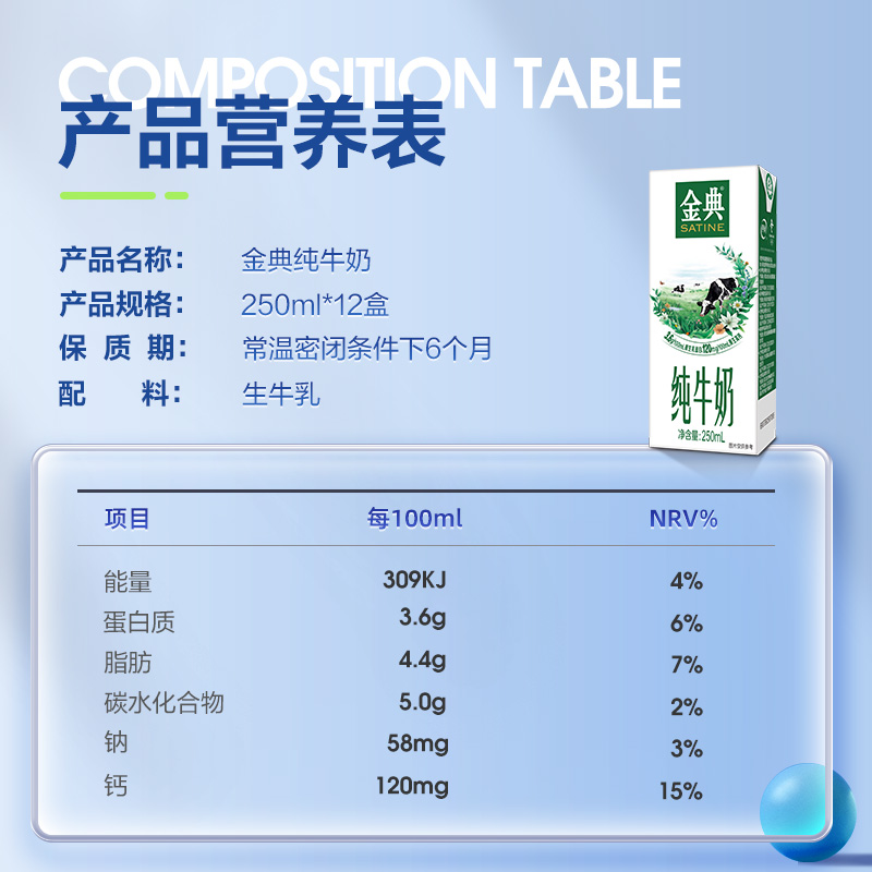 伊利旗舰店金典纯牛奶250ml*12盒整箱送礼精选儿童早餐盒装 - 图1