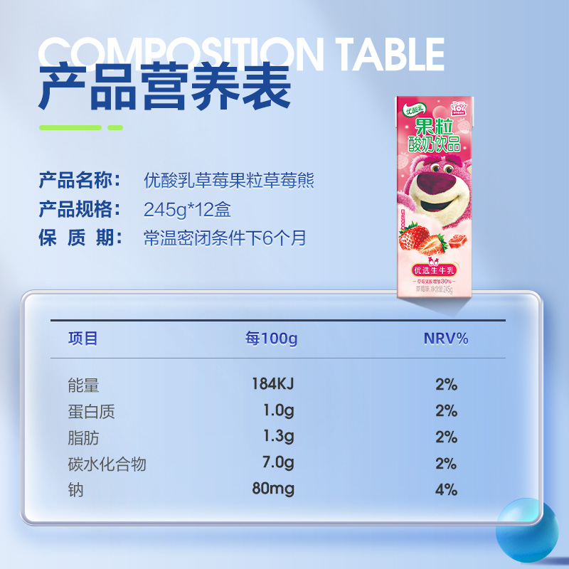 【百亿补贴】草莓熊限定装-伊利优酸乳草莓果粒245g*12盒 - 图2