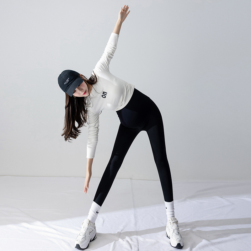 加长版孕妇裤鲨鱼裤秋冬季外穿高个子瑜伽裤加绒大码打底裤芭比装 - 图1