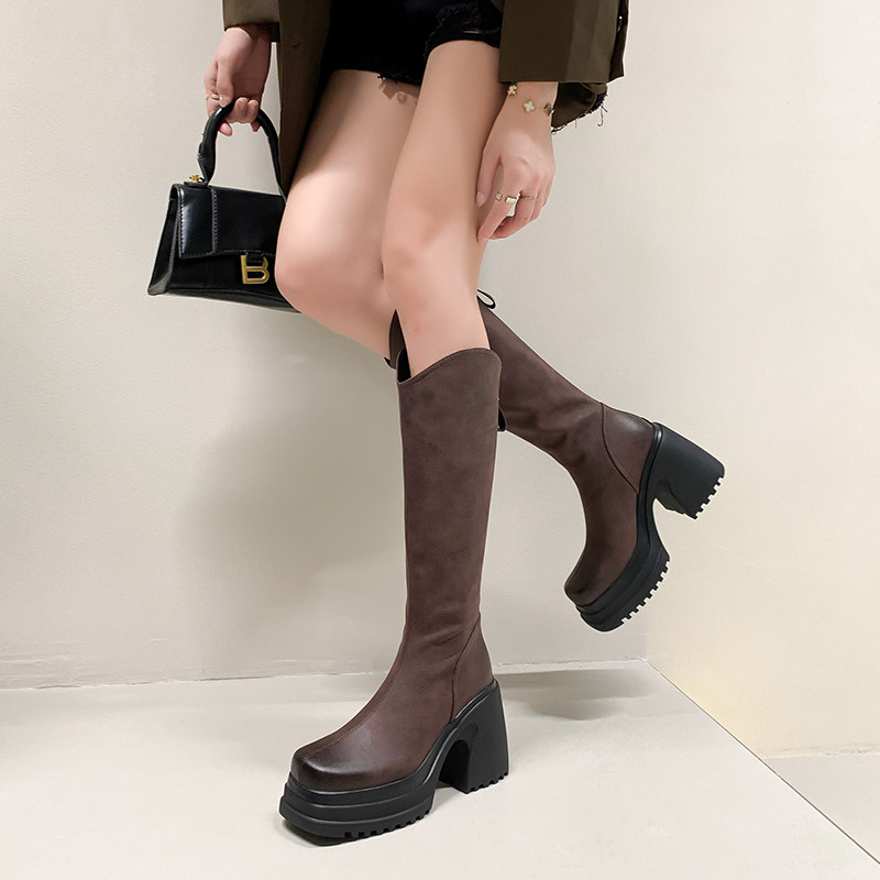 柯珂依尔黑色高跟长靴小个子增高骑士靴女高筒显瘦厚底大码小腿靴,淘宝优惠券,粉丝福利购,淘宝优惠卷