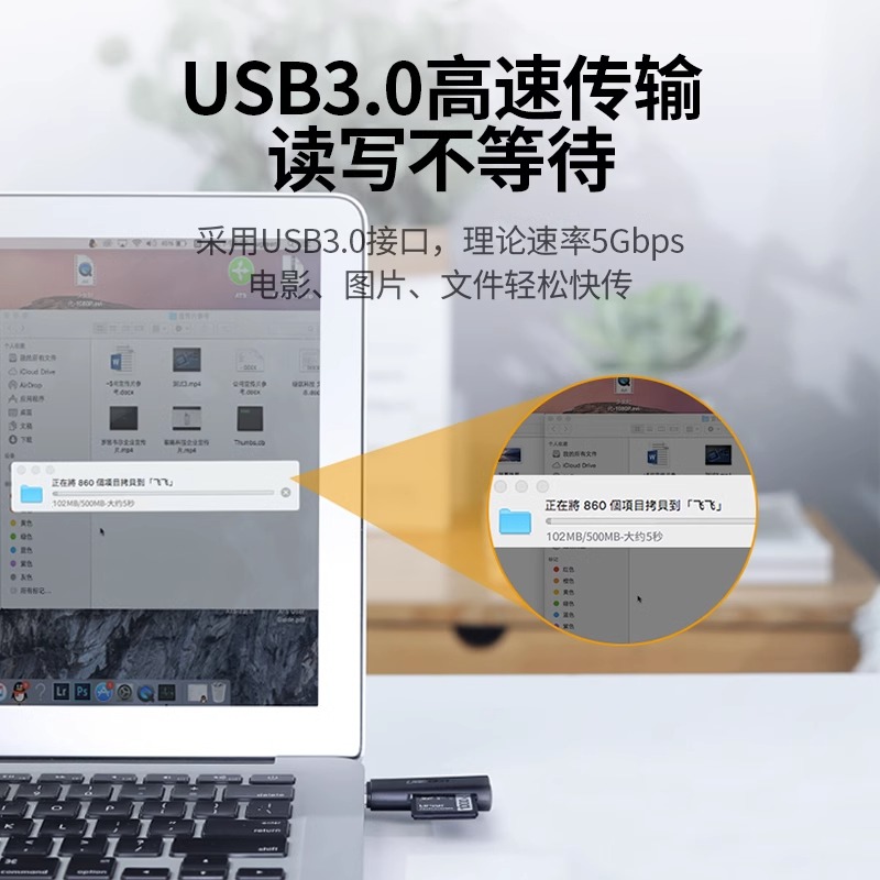 绿联读卡器相机sd卡tf卡二合一万能usb3.0高速读取转换器行车记录仪内存储存卡手机电脑单反相机微单照片通用 - 图0