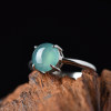 Natural A grade blue water jade egg ring live mouth