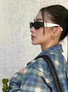 2025熊猫黑白拼色大防紫外线太阳镜女近视有度数ch5525猫眼墨镜潮