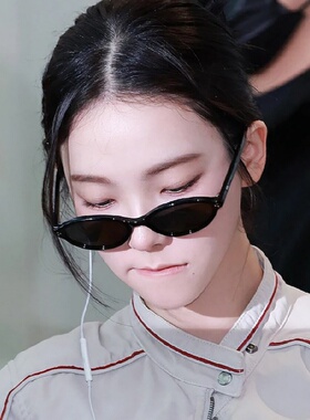 柳智敏同款椭圆小框墨镜女高级感书呆子凹造型防紫外线太阳眼镜男