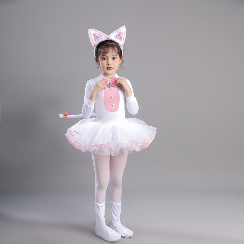 儿童动物演出服小猫咪表演服学猫叫连体纱裙舞台服波斯猫卡通舞蹈