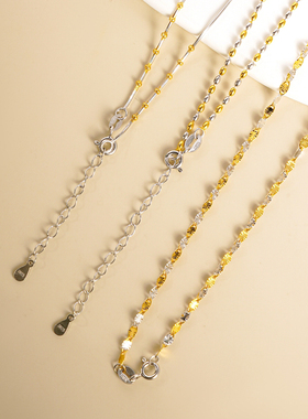 纯银电镀间金链子八角裸链