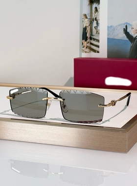 欧美无框波浪纹方形女潮防晒墨镜