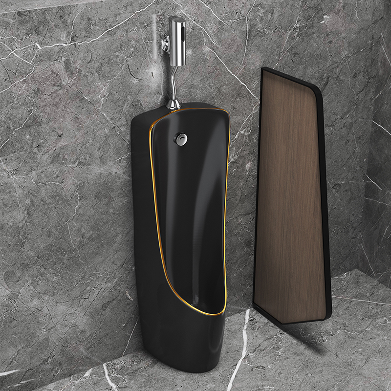 【补贴15％】科众黑色小便器感应挂墙式男士家用落地小便斗池陶瓷 - 图1