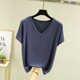 ເສື້ອຍືດແຂນສັ້ນບາງໆຄໍ V-neck ຂອງແມ່ຍິງໂຮງງານຜະລິດຂາຍໂດຍກົງ