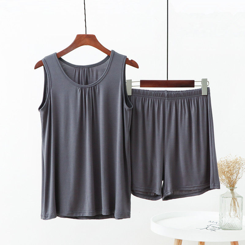 莫代尔女士大码套装睡衣睡裤背心短裤家居服休闲妈妈装薄款两件套,淘宝优惠券,粉丝福利购,淘宝优惠卷