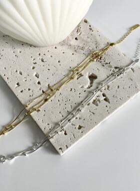 925纯银简约小众百搭三层小珠子蛇骨链手链女冷淡风饰品