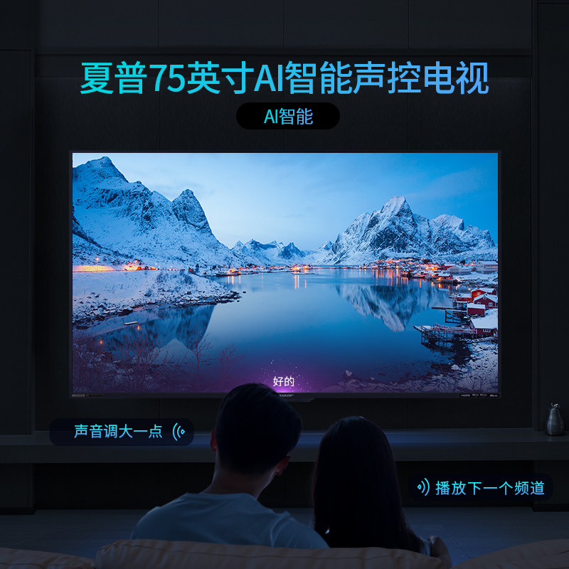 夏普4t-m75q6ea 75英寸4k高清全面屏 夏普平板电视
