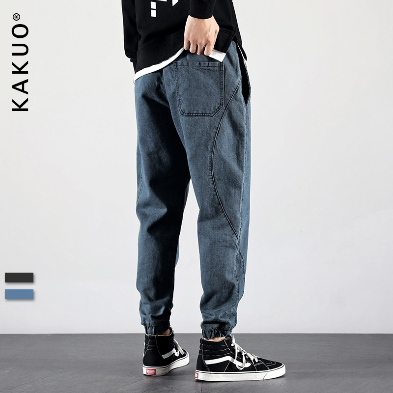束脚男宽松哈伦裤2020秋季潮男裤子 卡阔牛仔裤