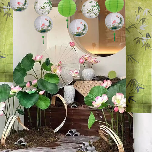 仿真荷花假花荷叶莲蓬客厅摆设花艺插花造型装饰鱼缸造景插花道具 - 图3