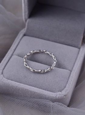 韩版打结链条戒指女款细圈活口食指戒女生素圈指环时尚简约麻花戒