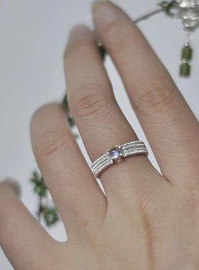 【K社制造】织锦系列戒指 月光爪镶纯银戒指编织工艺小众原创设计