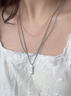 烧白雕塑感吊坠项链 原创小众设计可爱编绳项链