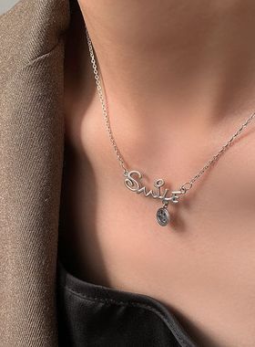 韩国东大门项链ins925银复古笑脸泰银小蜜蜂项链女气质简约锁骨链