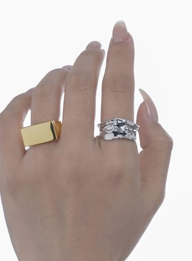 方块开口韩版食指戒指