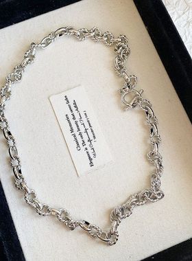 轻奢小众设计满圈麻花设计项链女时尚个性短款金银色链百搭锁骨链