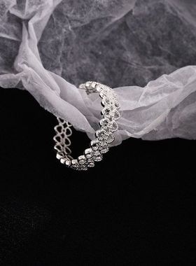 韩版小众轻奢高级感ins风超仙气质手饰 精致蕾丝花边镂空简约戒指