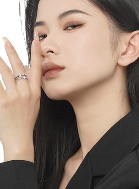 锆石微镶韩版纯银戒指纯银韩版