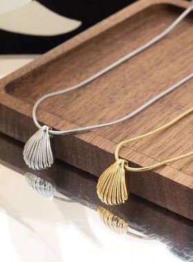 fever同款贝壳扇贝锁骨项链叠戴女ins小众创意设计感网红个性配饰