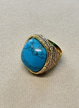 法国小众设计多种颜色宝石戒指天然石中古时尚高级感vintage指环