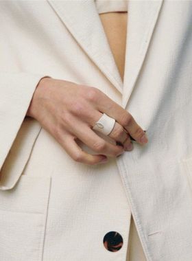 【K社制造】裂缝宽戒指开口纯银925董洁同款小众设计手工肌理指环