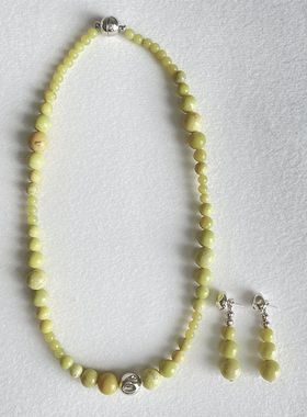 董洁同款牛油果绿天然石串珠项链耳坠小清新气质高级感百搭锁骨链