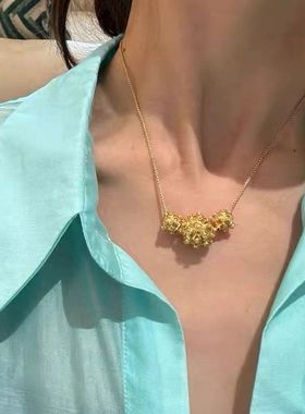 【K社制造】圆圈波点几何环形线条放射状项链欧美法式锁骨链