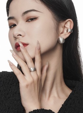 【K社制造】简约S925纯银几何拉丝戒指女ins风开口哑光食指戒