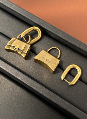 女士手袋挂饰设计项链复古做旧枪金色包包ins高级感耳环