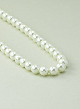 法式复古fever同款圆形水晶珍珠元宝扣优雅气质项链锁骨链