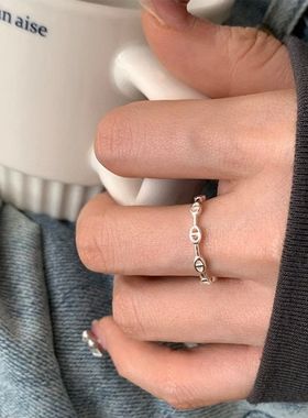 韩版猪鼻子开口极简风戒指女小众设计个性时尚百搭高级感食指戒潮