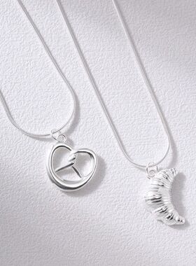 925纯银牛角包碱水结项链女ins博主fever同款轻奢气质锁骨链