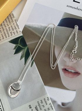 韩国小众马鞍包项链简约不规则吊坠长款毛衣锁骨链