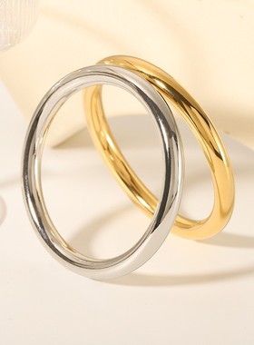 【K社制造】素圈手环18K镀金不掉色首饰女ins百搭不锈钢空心手镯