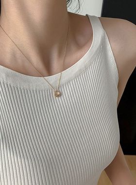 复古925银项链女韩国几何圆圈锁骨链ins简约气质颈链学生潮吊坠