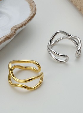 不规则设计感开口戒指食指