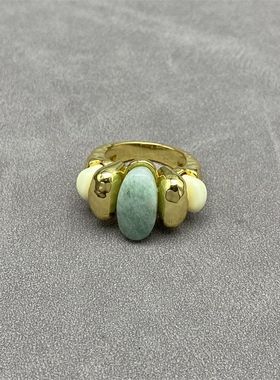 【K社制造】小众设计天然天河石戒指时尚个性夸张轻奢复古指环女