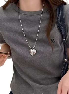 韩国fever博主同款异形爱心吊坠项链心形长款毛衣链女配饰锁骨链