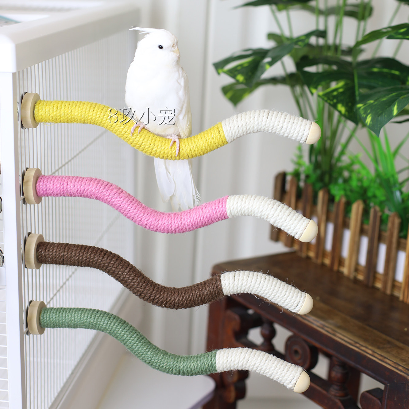 8玖-鹦鹉麻绳站棒舒适磨爪站杆站棍栖息棒牡丹玄凤鸟笼配件用品,淘宝优惠券,粉丝福利购,淘宝优惠卷