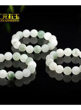 天然新疆天山翠圆珠手链男女款玉石老形珠竹节手串